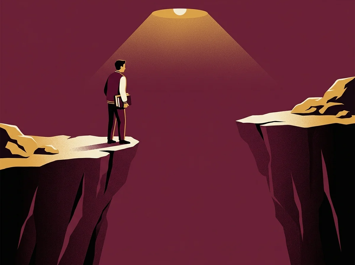 Un étudiant face à un gouffre, la méthodologie hors d'atteinte